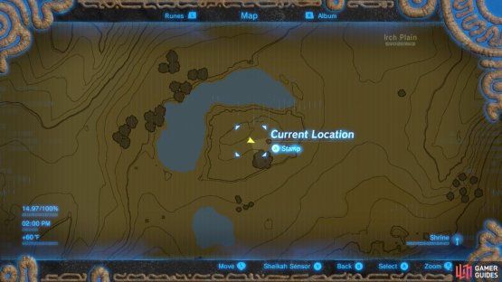 It is located right in the corner of an oddly shaped lake on Irch Plain.