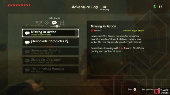This sidequest is moderately long and requires defeating a lot of Blue Bokoblins