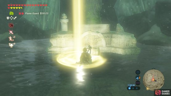 Drop it anywhere in the water near the statue