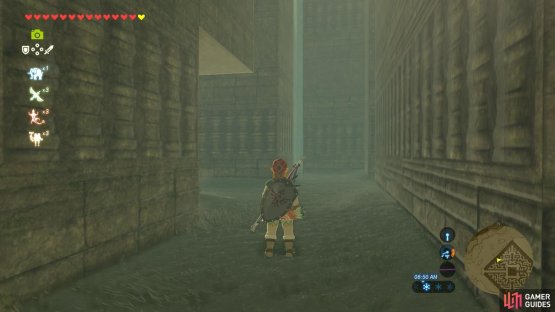 This is the first major landmark to help you get your bearings. There should be a large overhang to your left