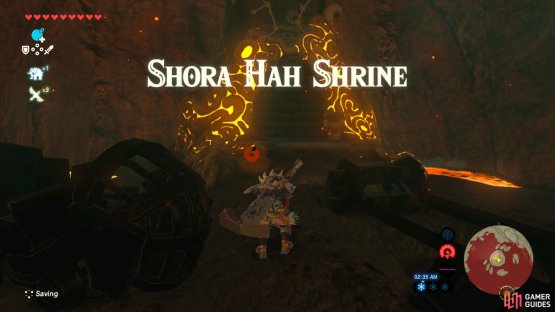 This Shrine is tucked in a lava lake to the northwest of Death Mountain’s summit