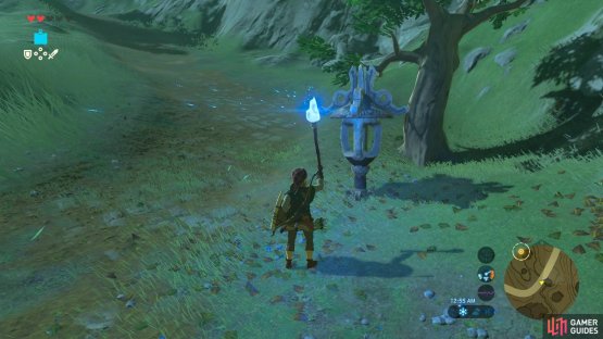 The streetlamp will light up the moment the flame touches it