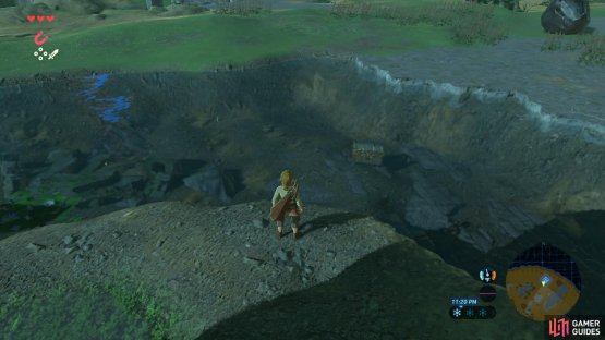 You will be able to see the treasure chests from the surface of the water.