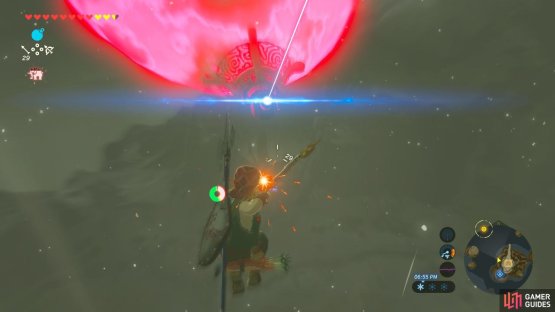 Aim slightly above the cannons to allow for the arrow to arc