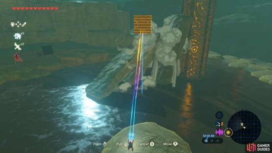 Knock over these columns to create a ramp of sorts