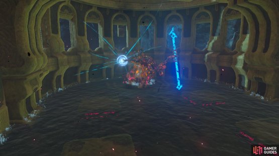 At this point in the fight, you can only fight if you are standing on one of the four platforms