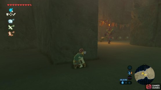 Wait here until the guard is sufficiently far away
