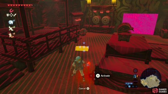 Run around the room’s perimeter to pull up these chests