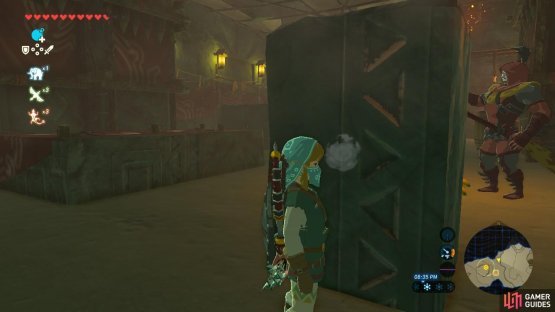 In this image the guard is distracted by a banana so he will not sound the alarm