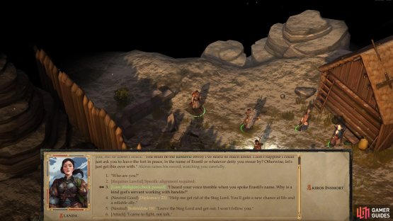 Try to coerce Akiros to your side or talk him out of fighting.