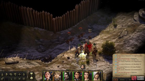 Defeat the Thylacines scavenging in the ditch around the fort