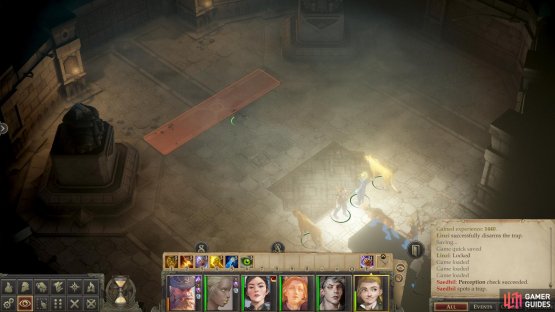 You can try to disarm a trap inside the keep,