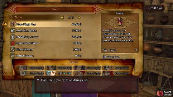 at the very least, pick up Erik’s best armor from this shop.