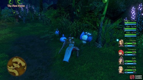 Once you’re near the top of the First Forest, fight Sprite Bulbs