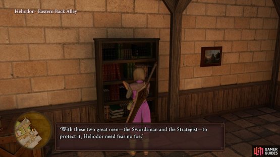 the book can be found by searching the bookshelf in the house to the far east.