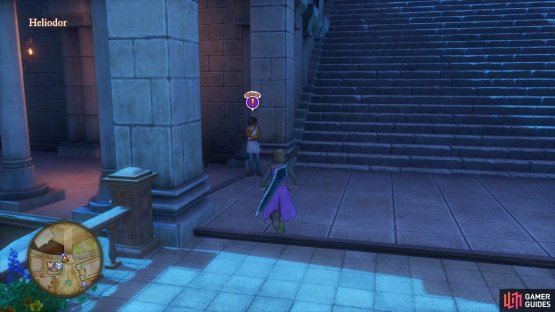 You’ll find the quest giver to the the left of the stairs leading to the Royal Quarter