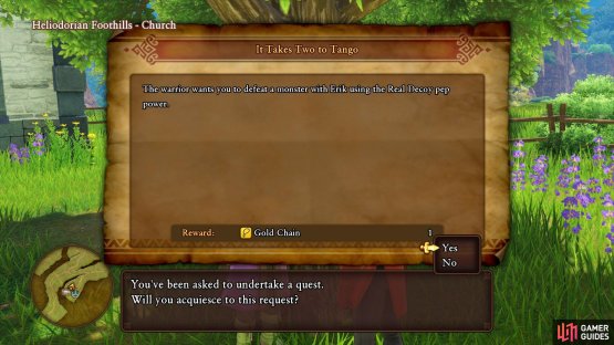 he wants you to use The Real Decoy Pep Power in a battle before returning to him.