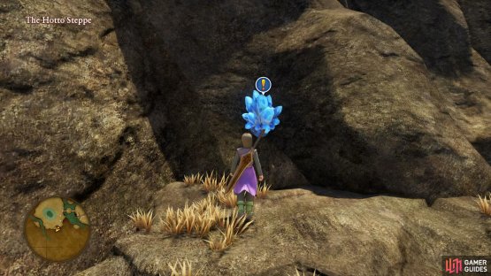 Search southwest of Hotto to find a Crystal containing the Iron Ore needed for Quest 06