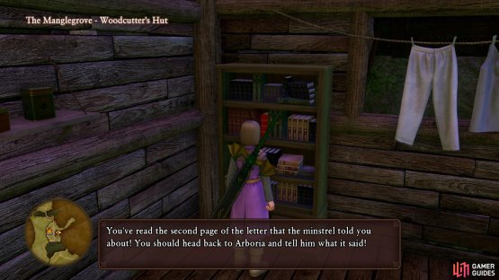 you’ll then find the letter in the Woodcutters cabin in The Manglegrove.