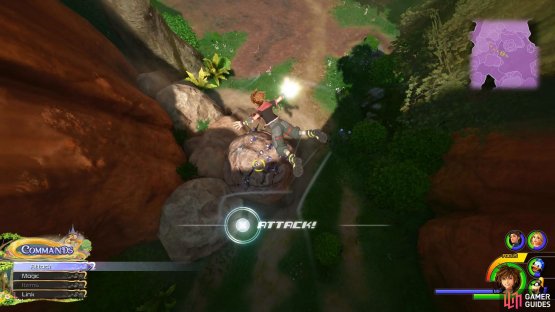 leap off the cliff above this rock and break it to reveal a chest.