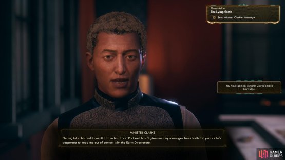 Talk to Minister Clarke to start this quest