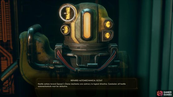If you fixed the automechanical scout during the quest “Die, Robot” you can get it to help you fight the rest of the automechanicals.