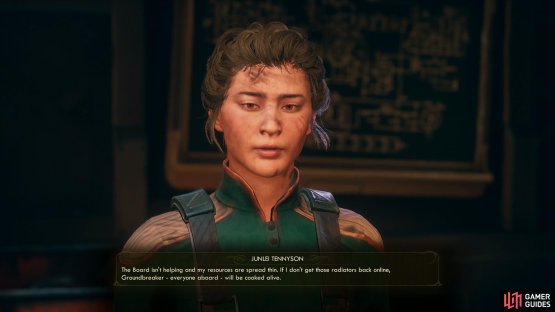 Talk to Junlei to start the quest “Happiness is a Warm Spaceship”