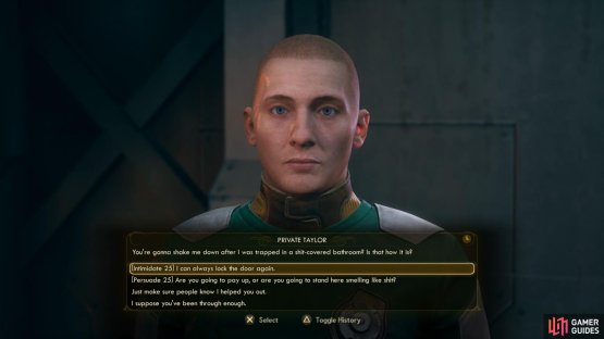 to free Private Taylor, whom you can extort for some Bits.