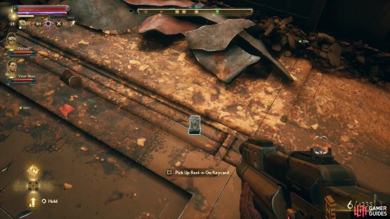 Search near the waste chute to find a Rest-N-Go Keycard