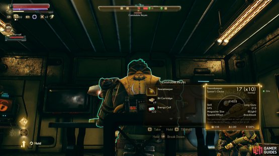 You can steal the unique “Peacekeeper” weapon from her.