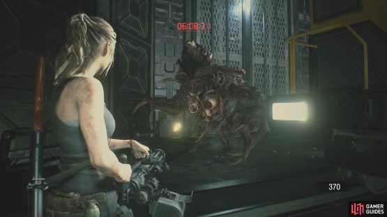 Shoot the eyes on the chest of the G with the Mini-Gun to deal maximum damage,