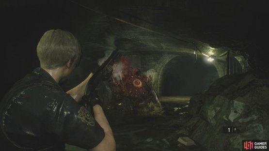 once the eye has been exposed, keep shooting at it with your shotgun until it dies.