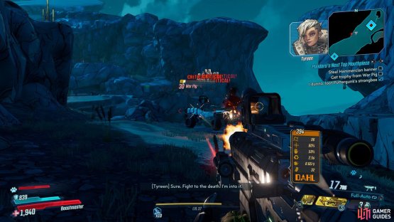 Head over to the waypoint on the map and take out the war pig,