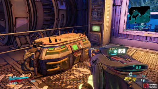 break the boards and follow the path to the Red Chest.