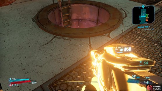 Head to the Zone’s exit and defeat Crushjaw before looking for this manhole where he spawned