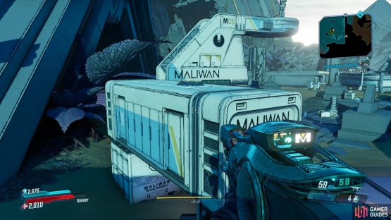 Use the containers to reach the outer wall and begin the climb to the Crimson Radio