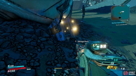 the Dead Claptrap can be found among the debris.