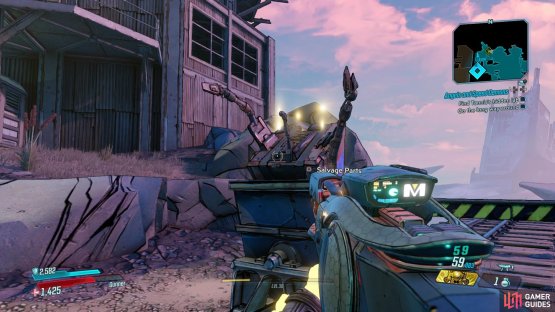 then search the northwest corner for a minecart with the Dead Claptrap.