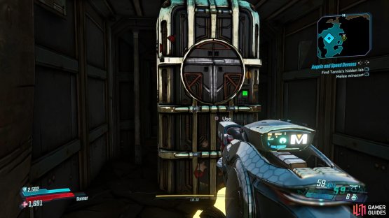 then search in the containers to the east.