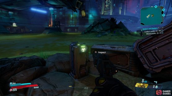the Log sits under the stone pillar.
