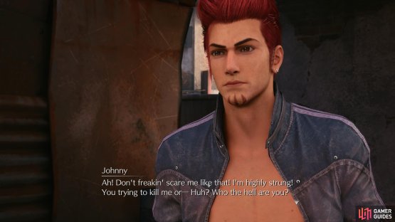 Johnny, a Rank 1 opponent, can be found in the alley to the northeast of the Avalanche base