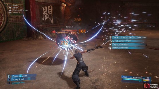 Cut down the out-classed Bombs to obtain “The Art of Swordplay Vol. X”.