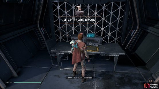 Obtain the Slice: Probe Droid upgrade from the workbench on the way out of the Tomb