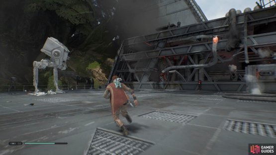 Focus on the AT-ST legs to deal damage