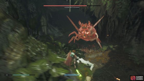 Watch out for when the Albino Wyyyschokk glows red as he’ll try to grab you