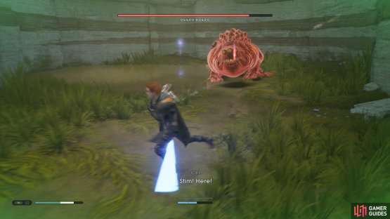 Roll backwards when he goes in for a lunge attack,