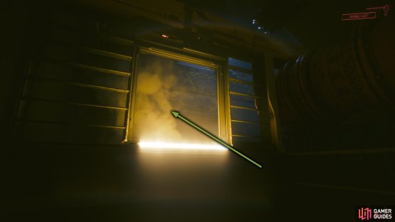 At the end of the path, enter the shutter.