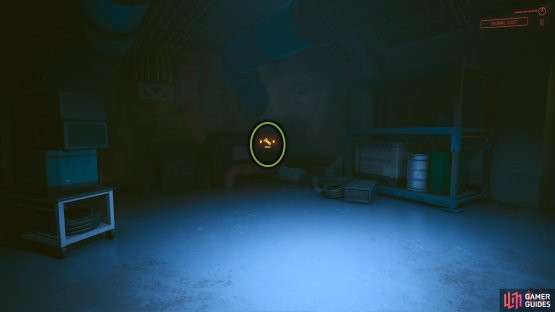 To the left of the door is a data shard with a pop-up map for the area.
