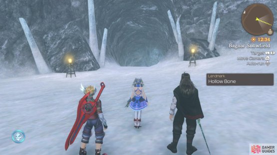 Warp to the Hollow Bone Landmark to find the entrance to an ice slide