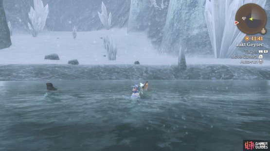Stand in the pool of water at Jakt Geyser